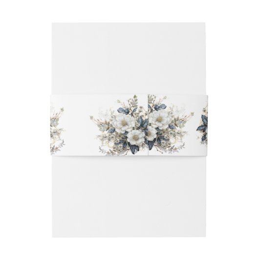 Boeket met blauwe en witte bloemen uitnodigingen wikkel (Achterkant Voorbeeld)