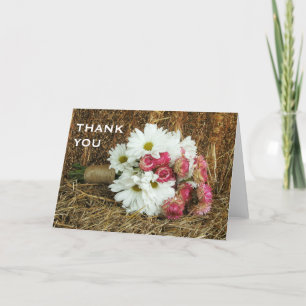 Boeket met Madeliefjes & Strobloemen Bedankkaart