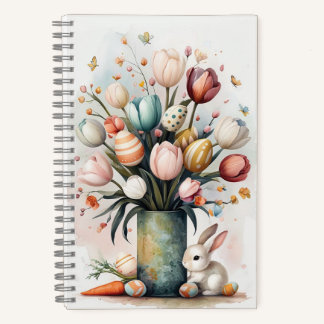 Boeket met paaseieren en bunny spiraal Notitieboek
