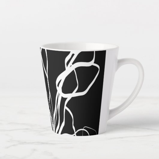 Boeket Noir: Abstract Zwart & Wit Latte Mok (Rechts)