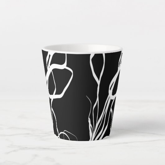 Boeket Noir: Abstract Zwart & Wit Latte Mok (Voorkant)
