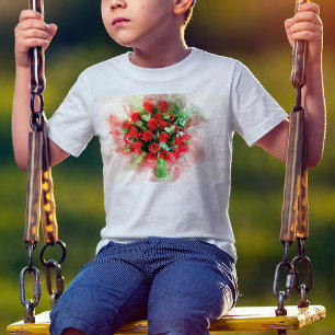 Boeket Rode Rozen Aquarel op Witte Achtergrond T-shirt