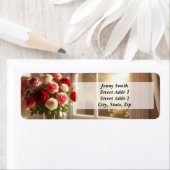 Boeket Rozen bij het raam Etiket (Insitu)