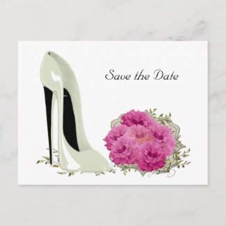 Boeket Rozen en bruiloft Stiletto geschenken Aankondigingskaart