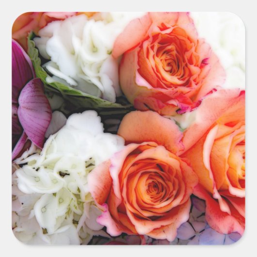 Boeket rozen, orchideeën, hydrangea sticker (Voorkant)