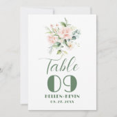 Boeket Tafelnummer Bleekroze Rozen (Voorkant)