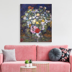 Boeket van bloemen in een vaas Van Gogh Canvas Afdruk