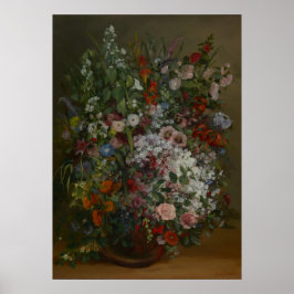 Boeket van bloemen in een vaas van Gustave Courbet Poster