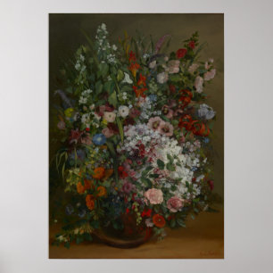 Boeket van bloemen in een vaas van Gustave Courbet Poster