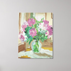 Boeket van blozende pioenrozen Stilleven Canvas Afdruk