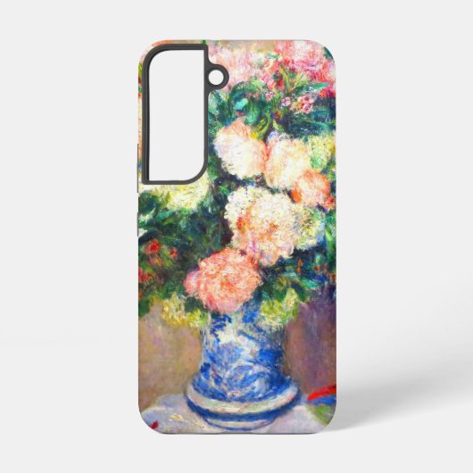 Boeket van Chrysanten en een Japanse Fan Samsung Galaxy Hoesje (Achterkant)