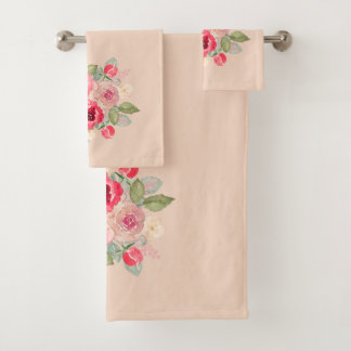 Boeket van geschilderde roze rozen bad handdoek