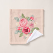 Boeket van geschilderde roze rozen bad handdoek (Wasdoekje)