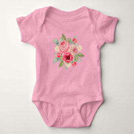 Boeket van geschilderde roze rozen romper