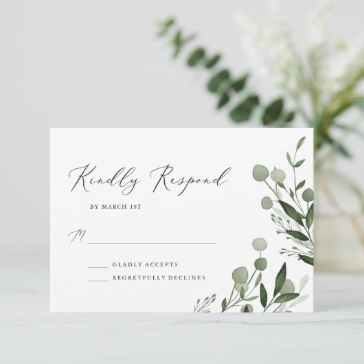 Boeket van Greenery RSVP Kaartje (Staand voorkant)