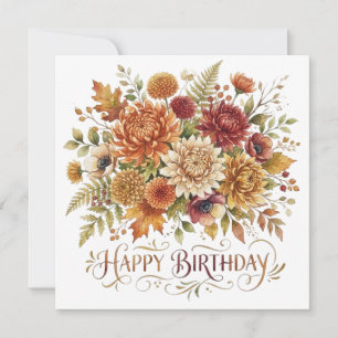 Boeket van herfstbloemen feestdagenkaart