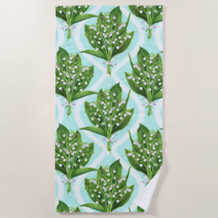Boeket van lelie van de vallei bloemen op blauw strandlaken