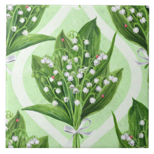 Boeket van lelie van de vallei bloemen op groen tegeltje