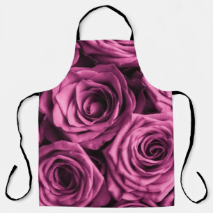 Boeket van paarse rozen, bloemenachtergrond schort