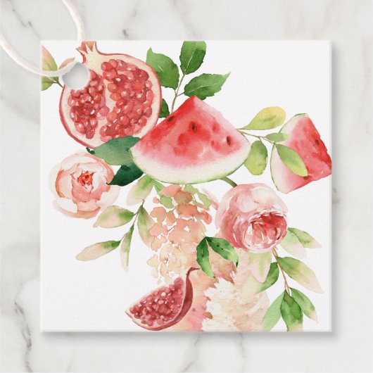 Boeket van Pink Flowers and Fruits Gift Label (Voorkant)