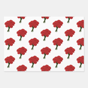 Boeket van rode anjers - Elegante romantische kuns Inpakpapier Vel