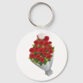 Boeket van rode rozen sleutelhanger (Voorkant)