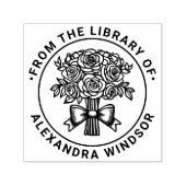 Boeket van Rozen met Bow Ribbon Library Boeknaam Zelfinktende Stempel (Design)