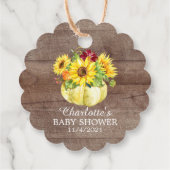 Boeket van ruwe zonnebloemen Pompoen Bedankkaart F Bedankjes Labels (Achterkant)