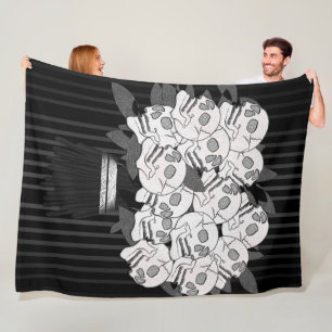 Boeket van Schedelrozen Zwart & Wit Gotisch Fleece Deken