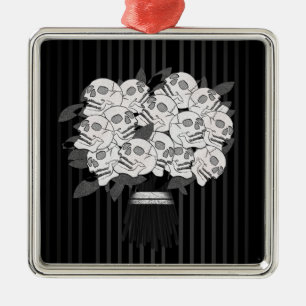Boeket van Schedelrozen Zwart & Wit Metalen Ornament