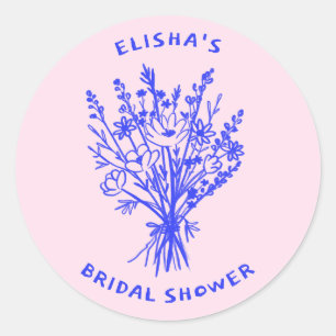 Boeket van Wilde Bloemen Landelijke Gril Bruidsdou Ronde Sticker