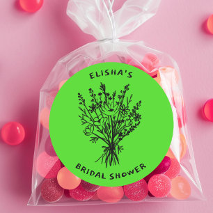 Boeket van Wilde Bloemen Landelijke Gril Bruidsdou Ronde Sticker