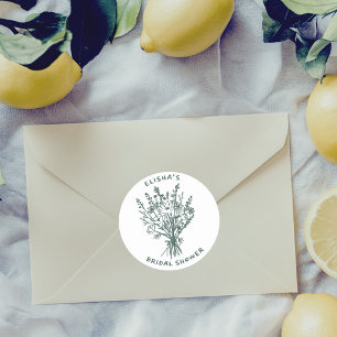 Boeket van Wilde Bloemen Landelijke Gril Bruidsdou Ronde Sticker