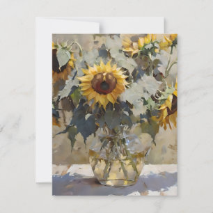 Boeket van zonnebloemen F - oliën Feestdagenkaart