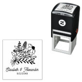 Boeket Wilde Bloemen #1L Trouwkoppel Namen Datum Zelfinktende Stempel (In situ)