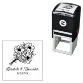 Boeket Wilde Bloemen #2L Trouwkoppel Namen Datum Zelfinktende Stempel (In situ)