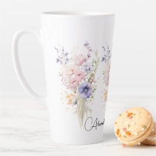 Boeket wilde bloemen Naam vrouw pastel voor zus Latte Mok