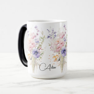 Boeket wilde bloemen naam vrouw pastel voor zus magische mok