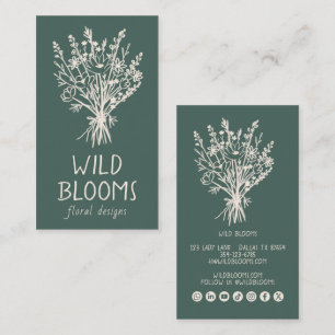 Boeket wilde bloemen Rustieke minimale bloemschikk Visitekaartje