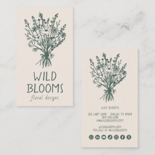 Boeket wilde bloemen Rustieke minimale bloemschikk Visitekaartje