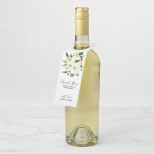 Boeket witte rozen - typografie bedankt flessenhanger