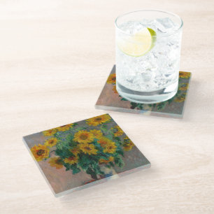 Boeket zonnebloemen door Claude Monet Glazen Onderzetter