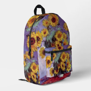 Boeket zonnebloemen door Claude Monet, Vintage Kun Bedrukte Rugzak