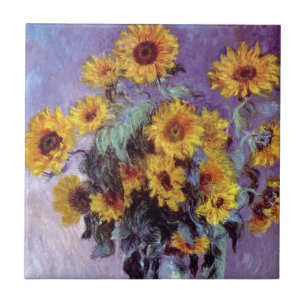 Boeket zonnebloemen door Claude Monet, Vintage Kun Tegeltje