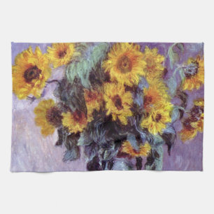 Boeket zonnebloemen door Claude Monet, Vintage Kun Theedoek
