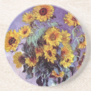 Boeket zonnebloemen door Claude Monet, Vintage Kun Zandsteen Onderzetter