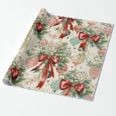 Boeketten & Baubles Retro Kerst Verpakking Papier (Uitgerold)