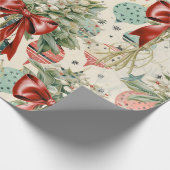 Boeketten & Baubles Retro Kerst Verpakking Papier (Hoek)