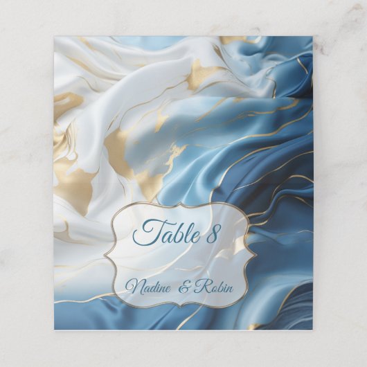 Boeketten van Zijdeachtig Blauw-Wit en Gouden Rand (Buitenkant ongevouwen)