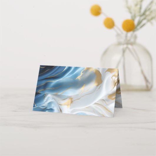 Boeketten van Zijdeachtig Blauw-Wit en Gouden Rand (Achterkant)